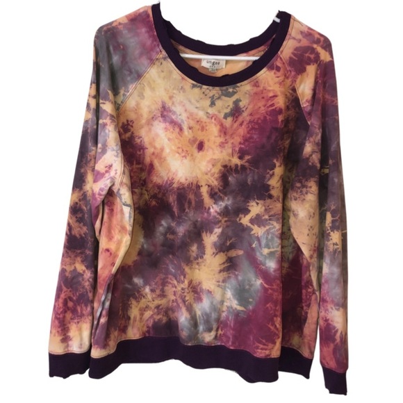 umgee Oversized Tie Dyed Distressed Scoop Neck Pullover Size Large - Picture 7 of 9